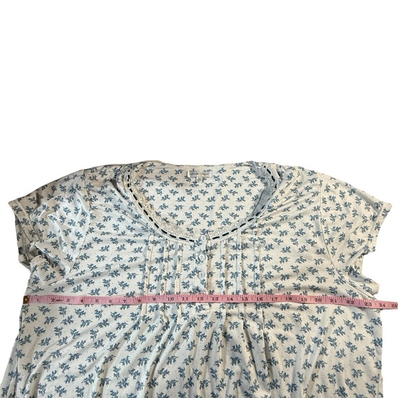 Body Touch Intimates Two Piece Pajama Set Sz 3X Cropped Pant Blue Floral Soft - Picture 6 of 13